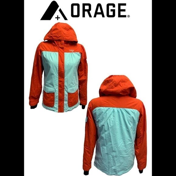 ORAGE youth unisex winter ski jacket hooded 14 XL orange light blue - Picture 15 of 15